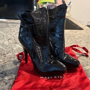 Glossy Black Heeled Boots